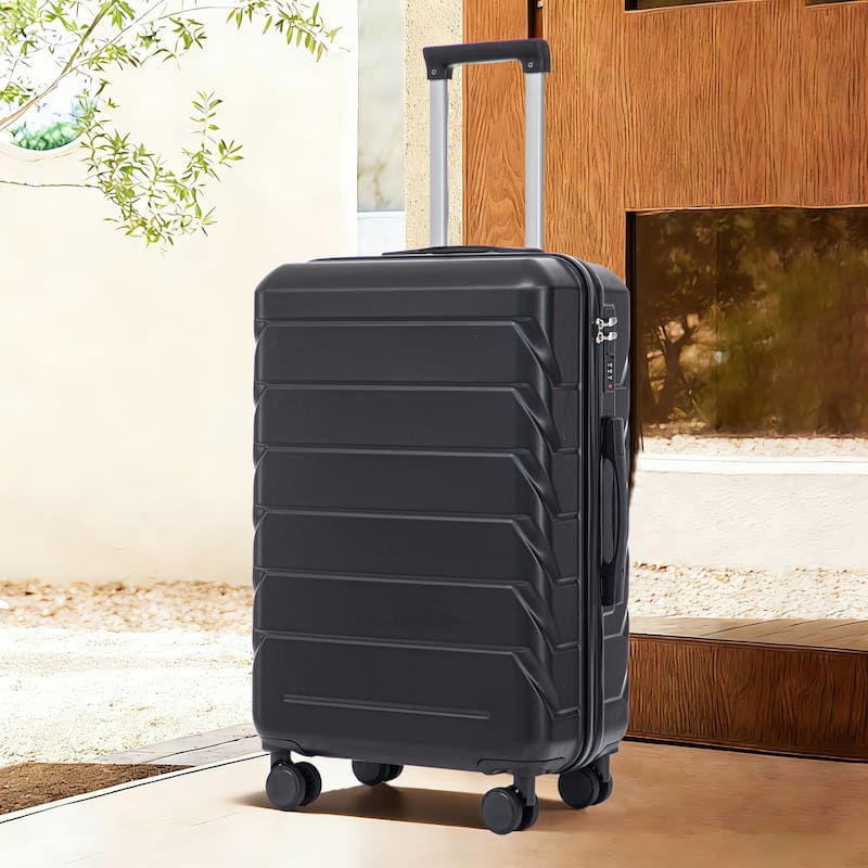 28 Inch Large Checked Luggage, Scratch Resistant Surface Four Multi-Directional Wheels, With Combination Lock and Side Hooks