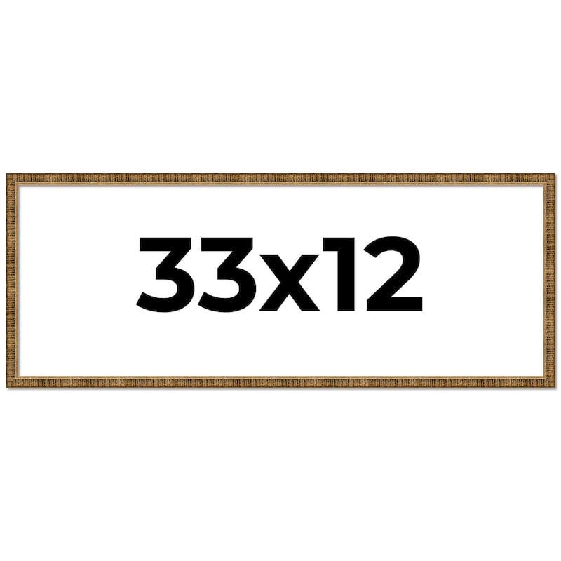 33x12 Frame Black Real Wood Picture Frame Kingsley Gold Distressed Photo Frame with UV Acrylic Foam Board Backing &