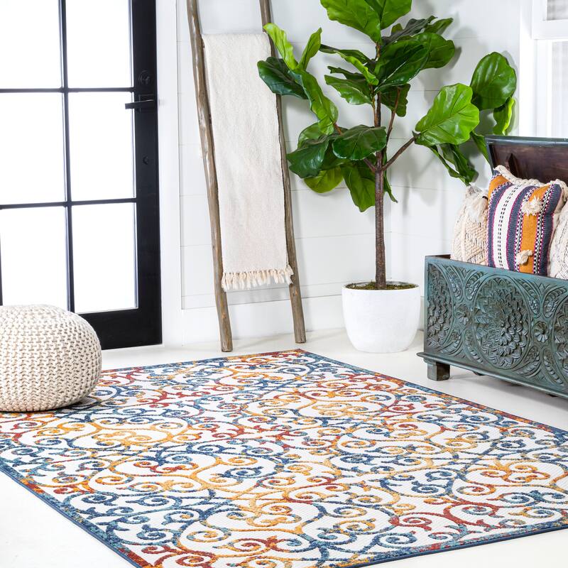 JONATHAN Y Cetara Scroll Trellis Indoor/Outdoor Area Rug