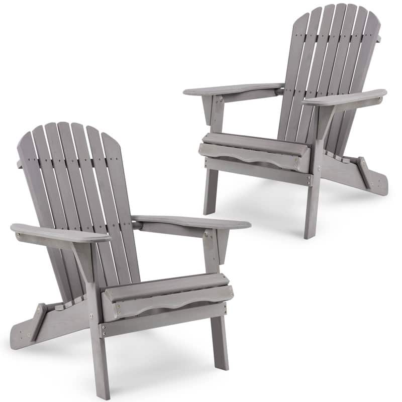 Set of 2 Garden Outdoor Solid Wood Folding Adirondack Chair