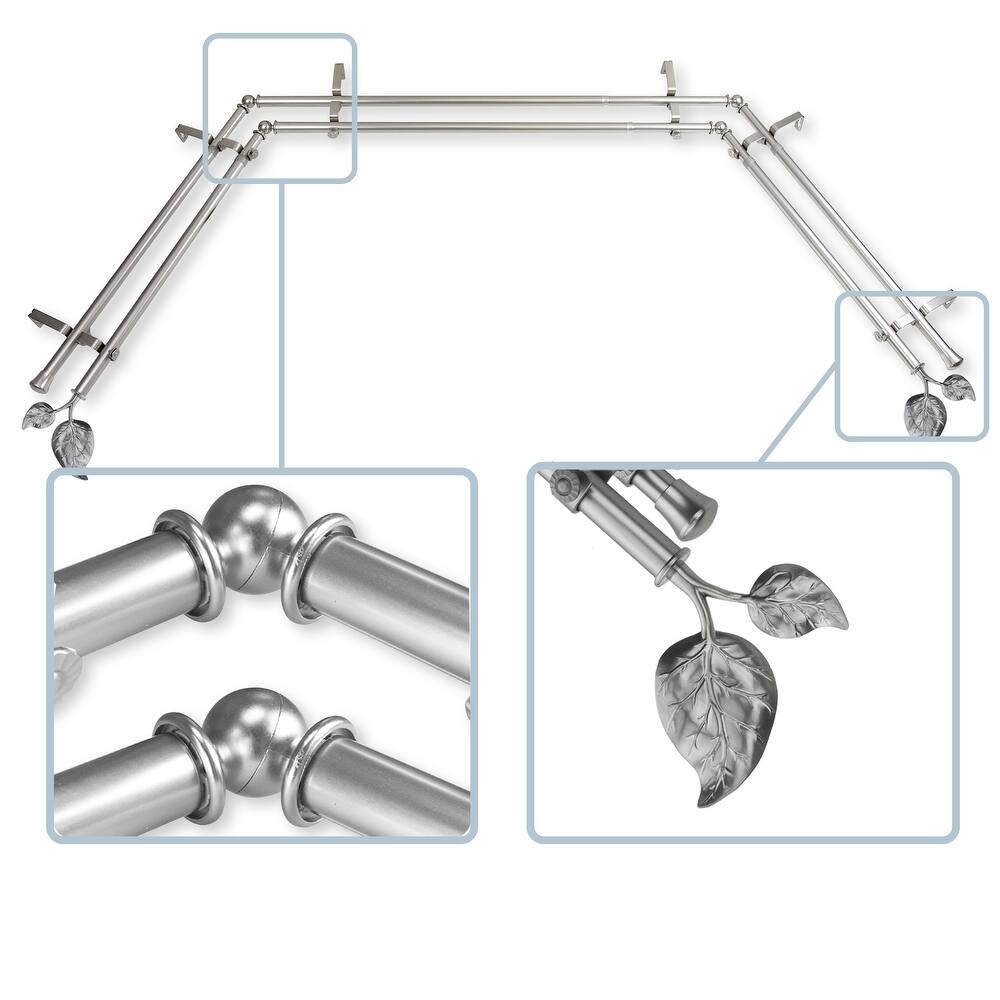 InStyleDesign Vine 13/16" Double Bay Window Curtain Rod