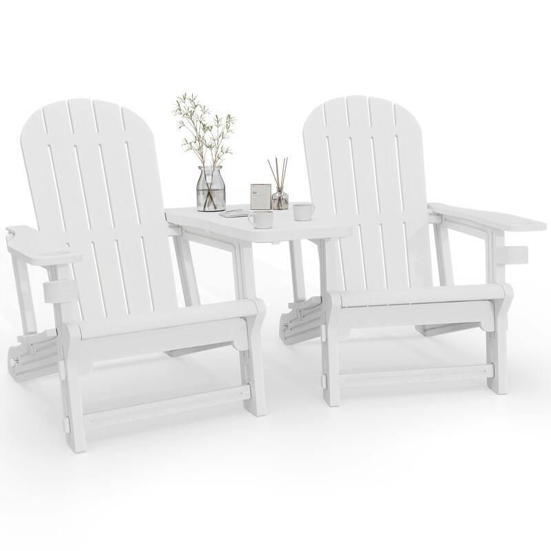 Outdoor All Weather Adirondack Chairs with Movable Footrests, Set of 5/3. - NoFootrest - White