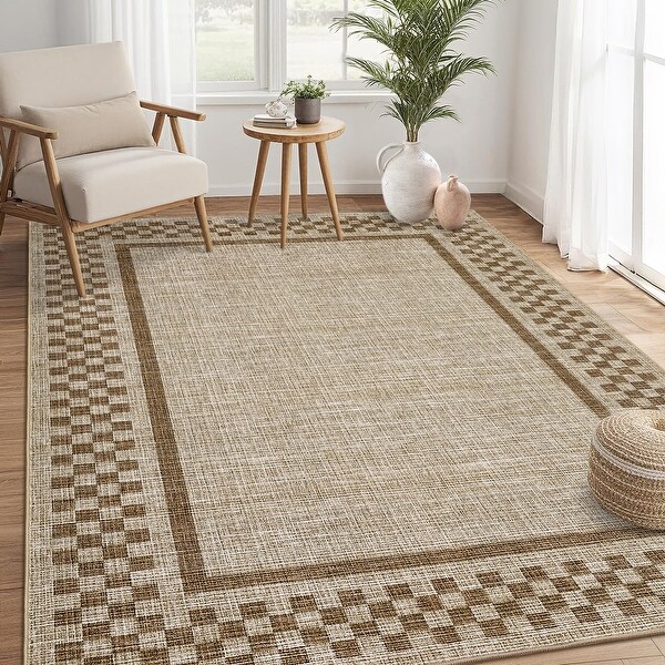 Garvee Small Square Geometric Bordered Area Rug - Bed Bath