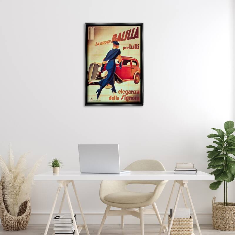 Stupell Antique Vehicle & Woman Advertisement Framed Floater Canvas Wall Art Design By Marcus Jules