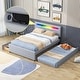 preview thumbnail 3 of 38, Queen Size Upholstered Storage Platform Bed with Twin Size Trundle Grey