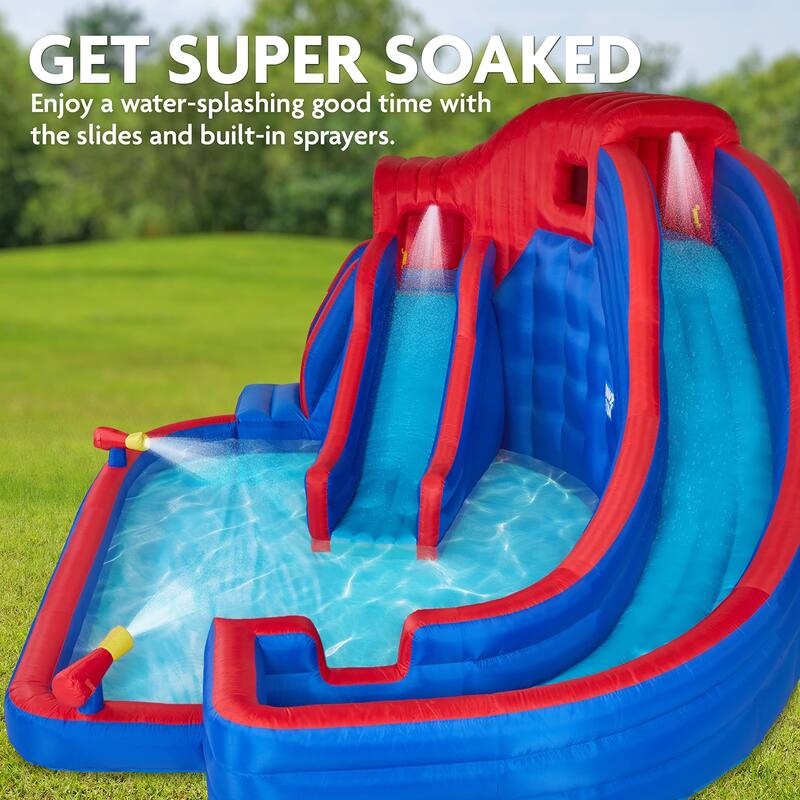 Sunny & Fun Deluxe Adventure Inflatable Water Slide Park - Blue