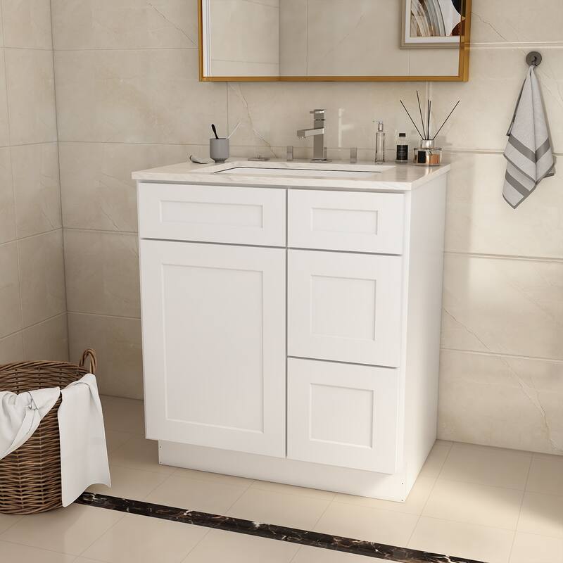30-inch Bathroom Cabinet with Soft-Close Doors, Versatile Storage, and Waterproof MDF