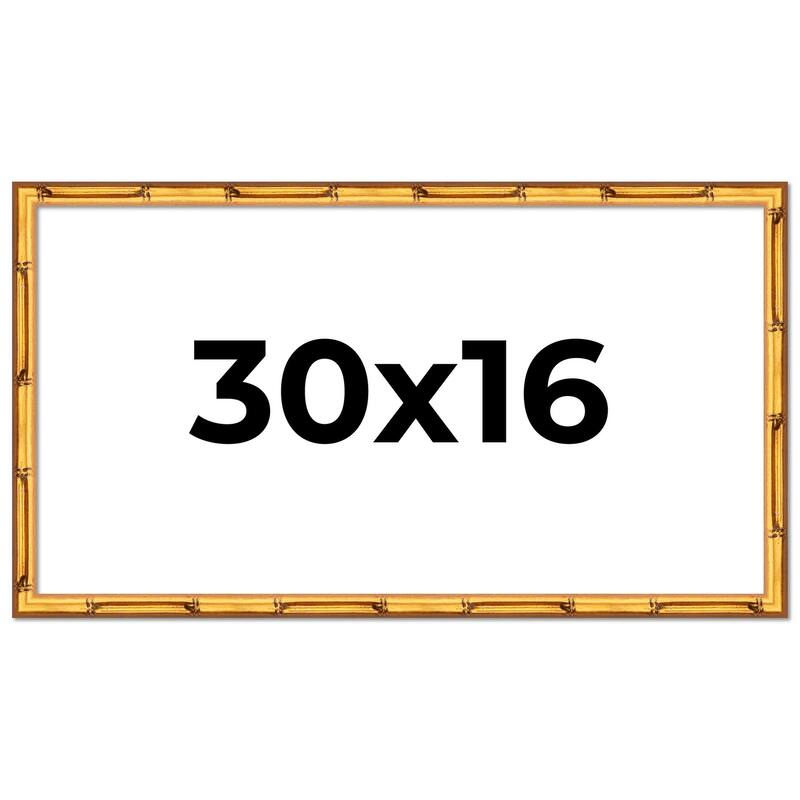 30x16 Frame Gold Bamboo Picture Frame Modern Photo Frame Includes UV Acrylic Shatter Guard Front Acid Free Foam Backing Board