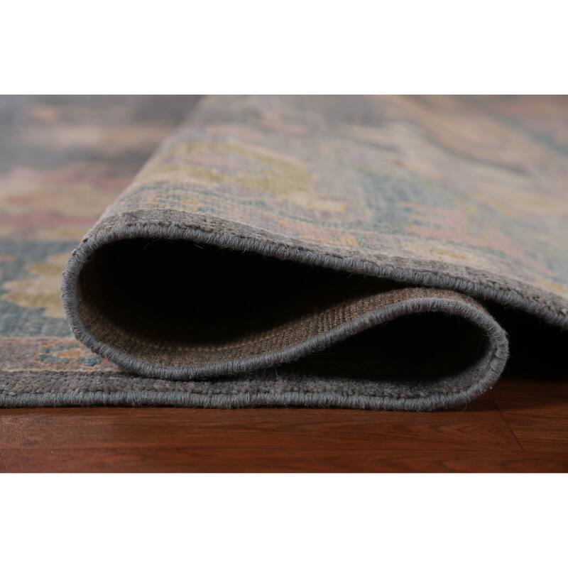 Hand Knotted Oriental 100% Wool Carpet Transitional All-Over Navy Blue & Blues Oushak Area Rug - 10' 0'' X 8' 2''