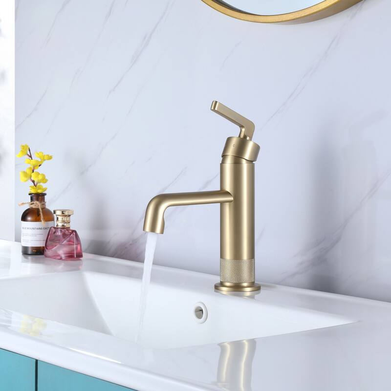 Vintage Brushed Gold Bathroom Sink Faucet Single Hold with Single Handle
