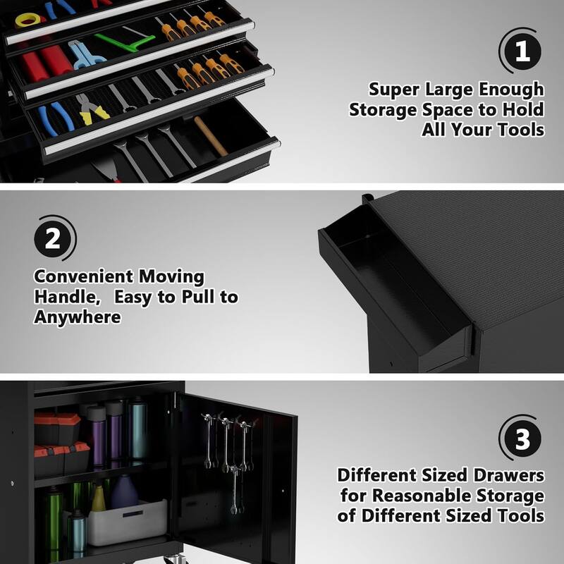 5-Drawer Rolling Tool Chest Storage Cabinet with Lock Tool Box