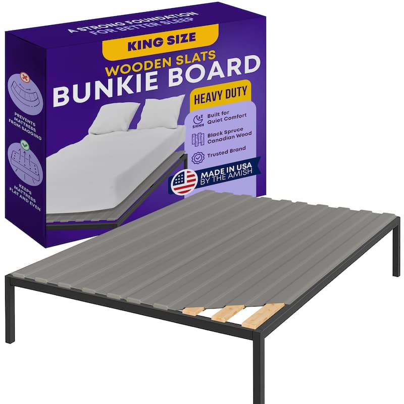 0.75" Vertical Heavy Duty Mattress Support Wooden Slats with Cover. - King