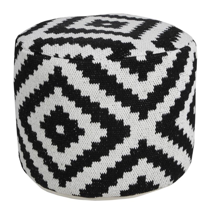 HomeRoots 18" Black Cotton Blend Ottoman