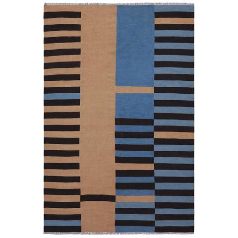 Chic Turkish Philip Hand-Woven Kilim Rug - 5'8'' x 8'1'' - 5'8'' x 8'1''