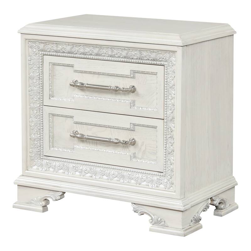 Furniture of America Fornan Traditional Cream White 2-Drawer Nightstand with USB Ports