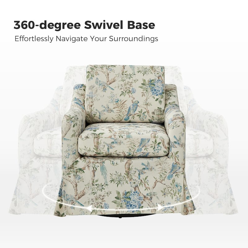 Alois Floral Slipcover Swivel Accent Chair with Removable Cushion Set of 2 by HULALA HOME