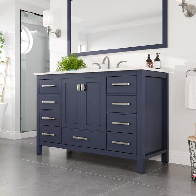 Eviva Aberdeen 48"W Bath Vanity with White Carrara Quartz Top