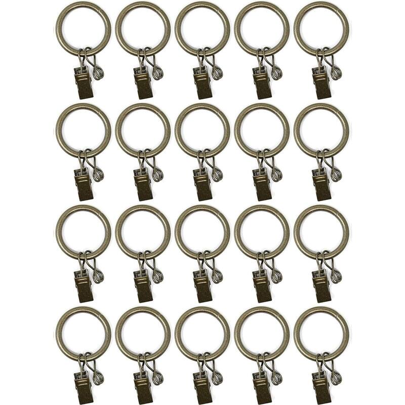 20PCS Solid Metal Window Drapery Curtain Panel Ring with Eyelet, 1" Inner Diameter, Fits Up to 3/4" Rod Multicolor - Antique Gold
