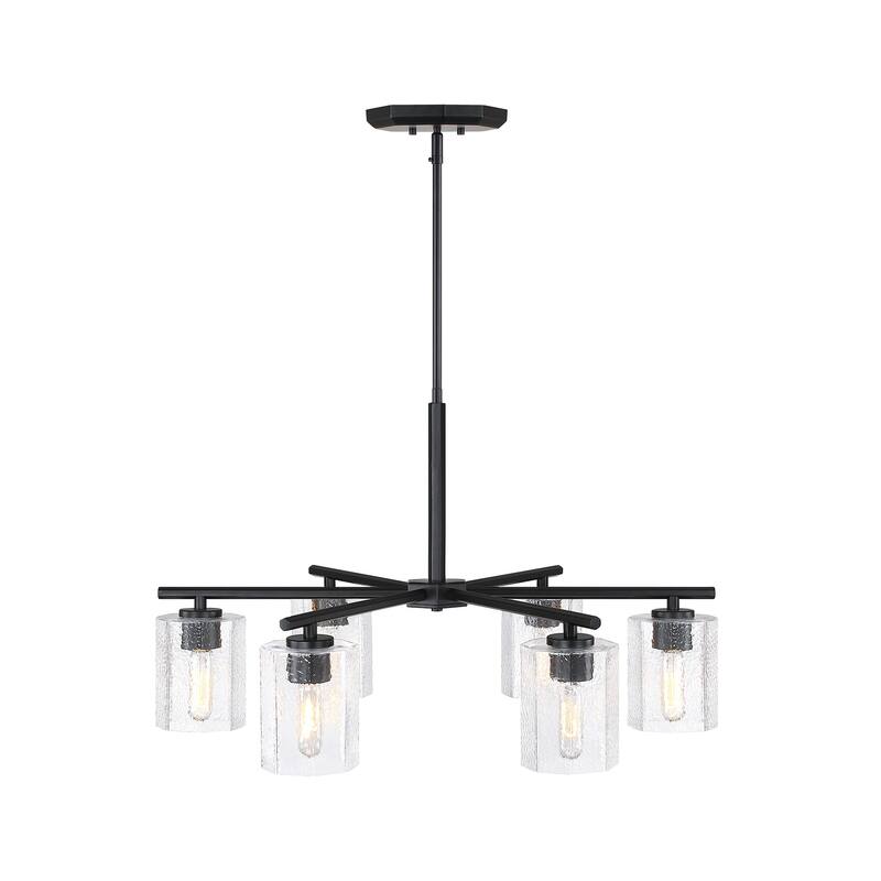 Haven 6-Light Matte Black Transitional Shaded Chandelier for Entryways - 32