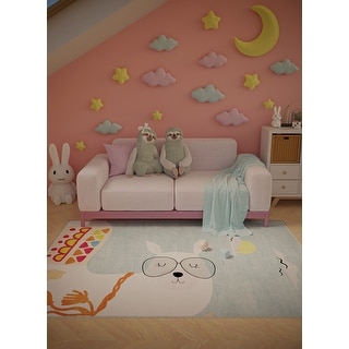 Ginza Six Washable Llama Drama Vibe Check Kids Rug