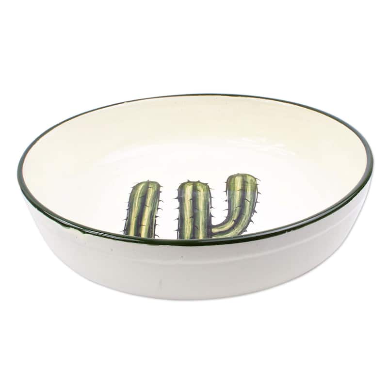Novica Handmade Saguaro Ceramic Serving Bowl