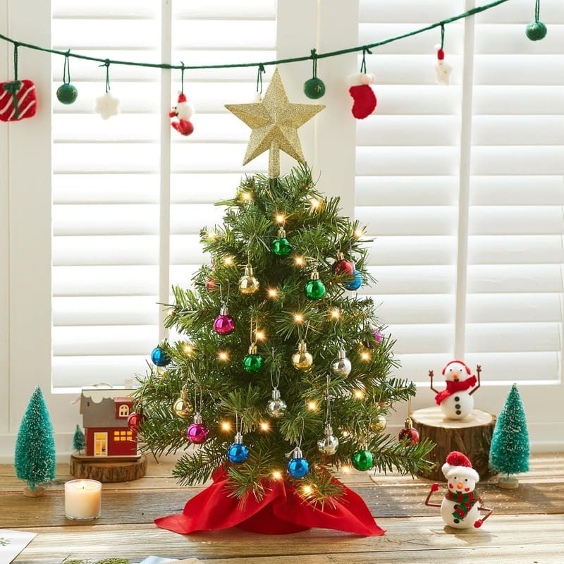 Joyfy 2-ft Mini Christmas Tree with White LED Lights - Multicolor