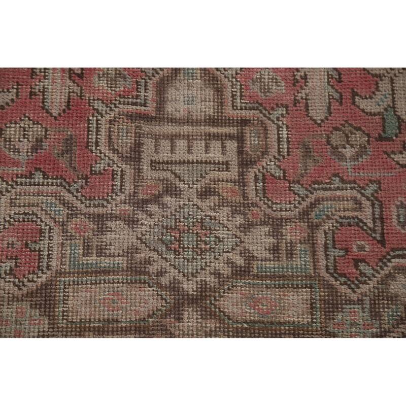 Hand Knotted Oriental 100% Wool Carpet Traditional Medallion Pink Tabriz Area Rug - 12' 9'' X 9' 2''