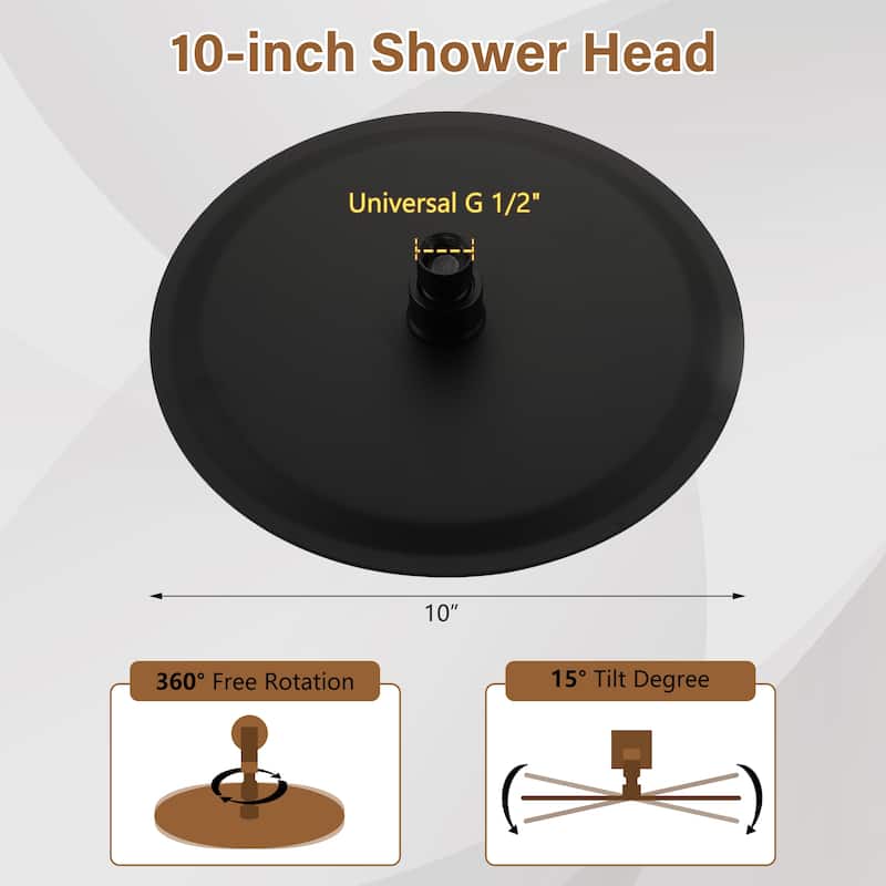 1-Spray Pattern with 2.5 GPM Round Ceiling Mount Rain Fixed Shower Head