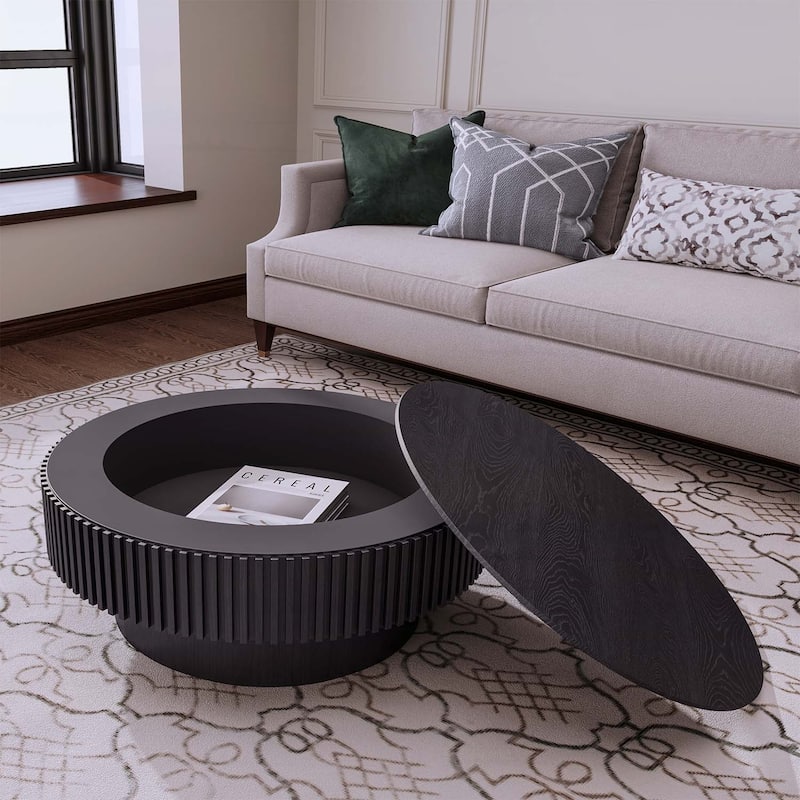 Fashionable and Stylish Coffee Table with Storage,for Living Room,Bedroom,Apartment,or Office - Black