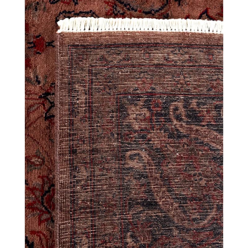 Overton Hand Knotted Wool Vintage Inspired Modern Contemporary Overdyed Brown Area Rug - 6' 2" x 9' 3"