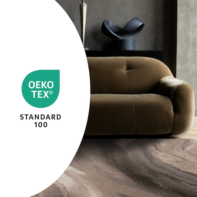 Taupe Black White Organic Layers High-Traffic Rug