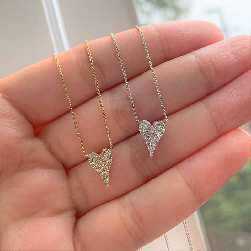 Joelle Collection Diamond Pave Heart Pendant 1/10 Cttw. 14K Yellow Gold Heart Necklace