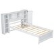 preview thumbnail 23 of 22, Twin Size Platform Bed with Storage Headboard, 3-Shelves, 2-Side Lockers, Solid Pine Wood Frame for Bedroom, Grey