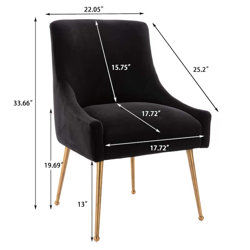 Clihome Stainless Steel Frame Dining Velvet Side Chairs(Set of 2)