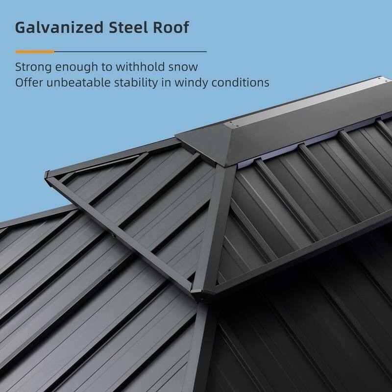 PURPLE LEAF Hardtop Patio Gazebo 12 x 18FT Galvanized Steel Roof Awning w Chaise Lounge