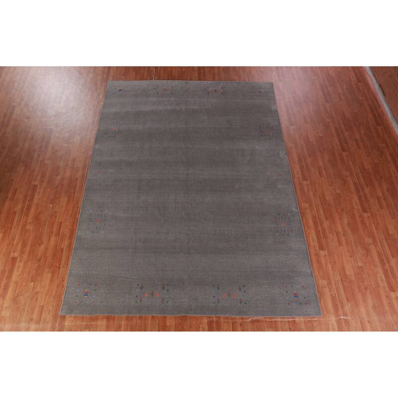 Hand Knotted Oriental 100% Wool Carpet Tribal Tribal Greys & Charcoal Gabbeh Area Rug - 12' 3'' X 8' 11''