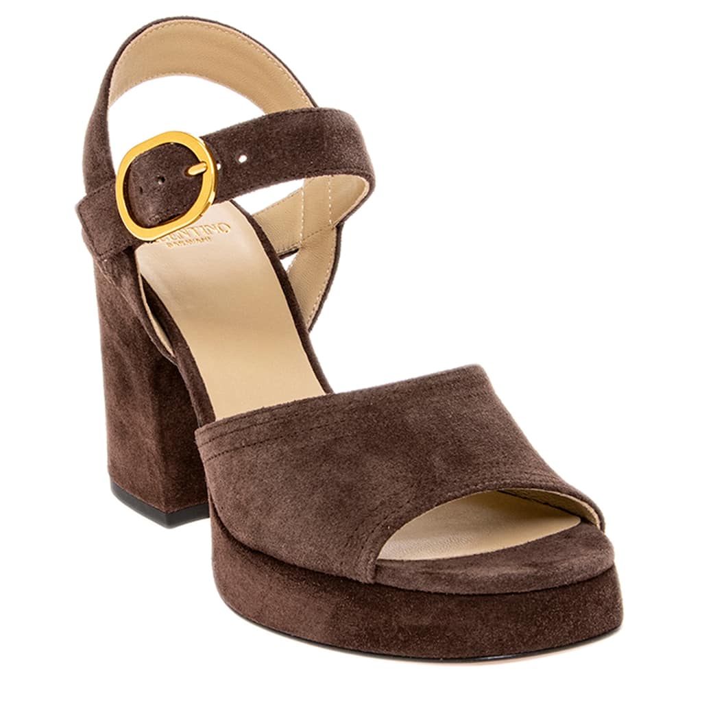 Valentino Fawcette Platform Crust Leather Sandals