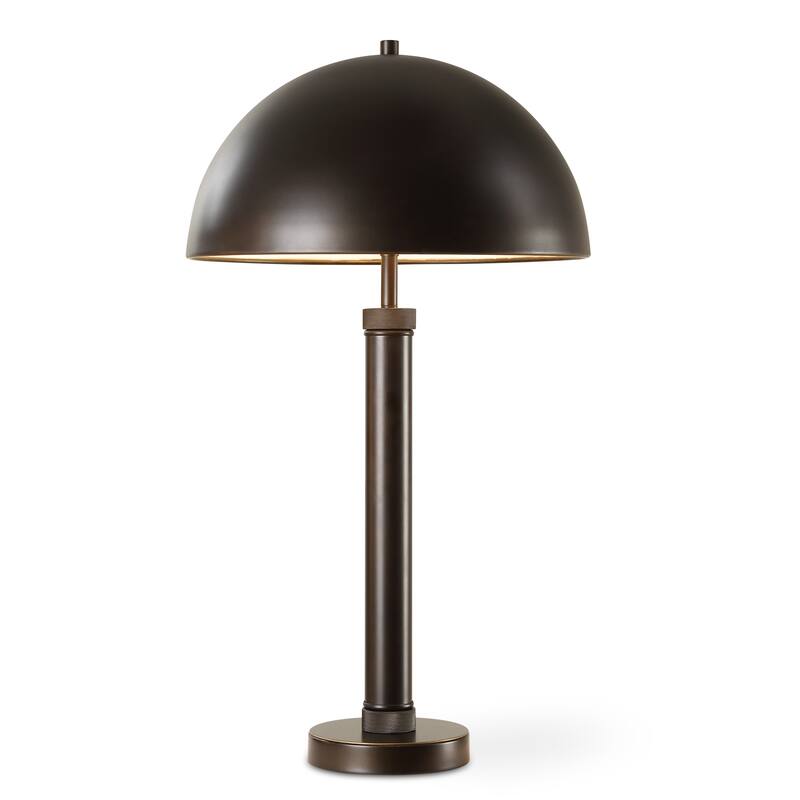 Carbon Loft Oil Rubbed Bronze Metal Table Lamp with Knurling and Dome Shade - 15 x in x 15 x in 26.5