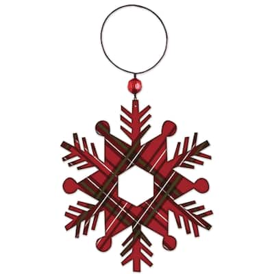 Plaid Snowflake Ornament -Set of 4