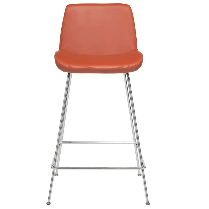Capri Modern Leatherette Bar and Counter Stool - Terracotta with Chrome Base - Bar Height