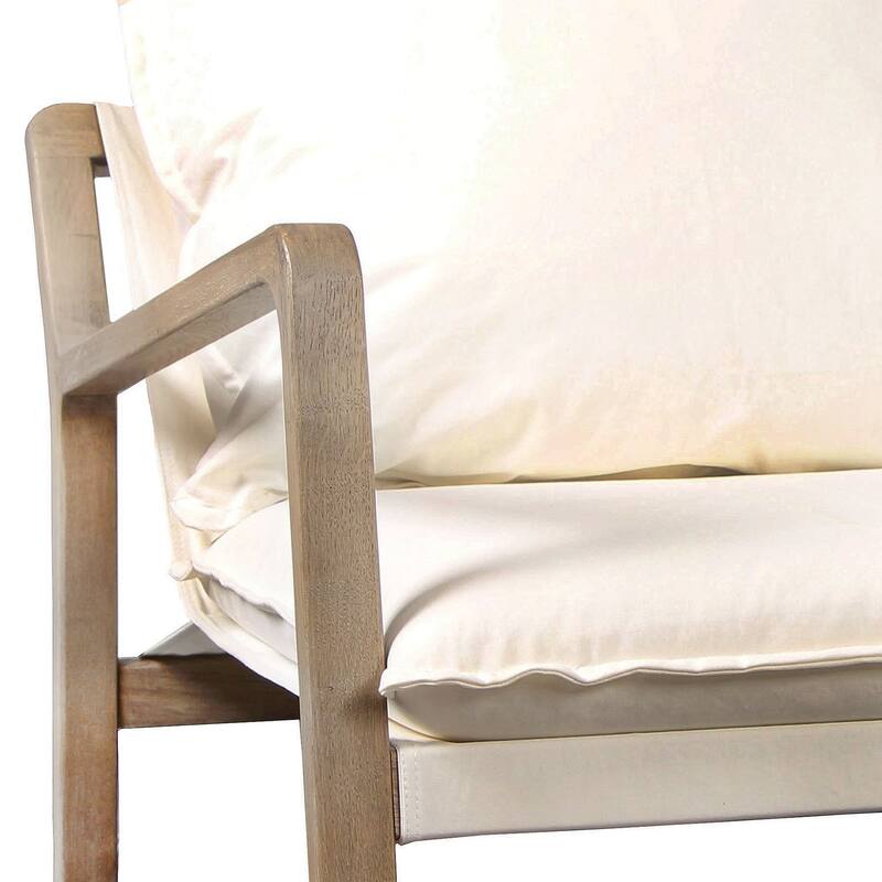 Axel Modern Cotton Upholstered Lounge Occasional Chair, Natural Oak and Cream