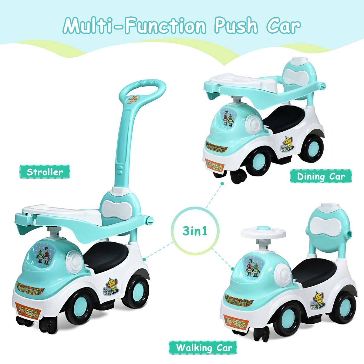 3 in one push car