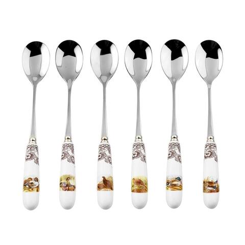 Spode Woodland Set of 6 Teaspoons - Assorted Motifs - 6"