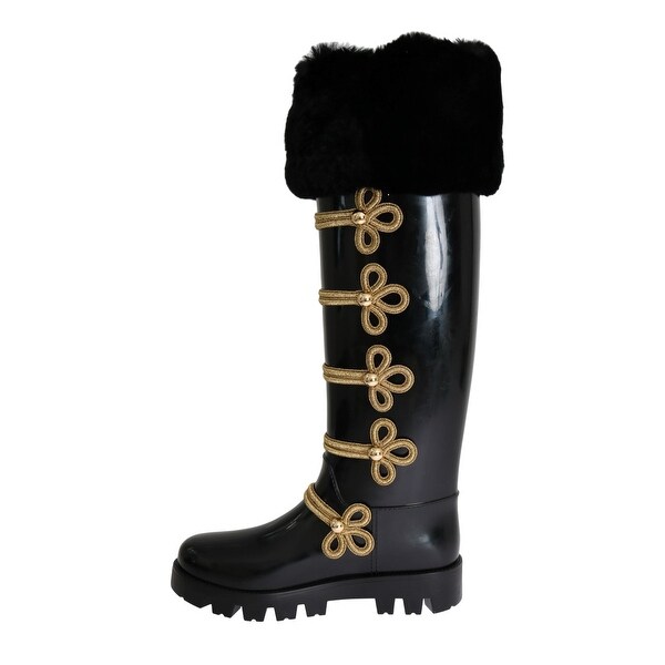 black and gold rain boots