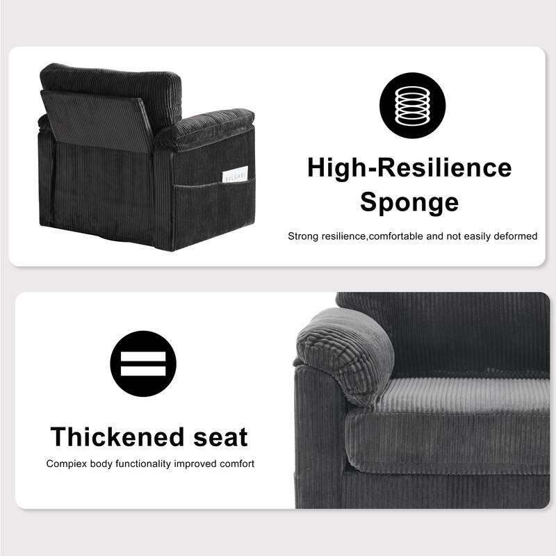 33" Corduroy Swivel Single Sofa Chair