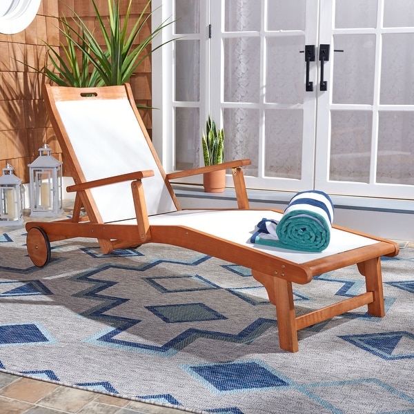 SAFAVIEH Outdoor Living Kamson Sunlounger with Wheels On Sale