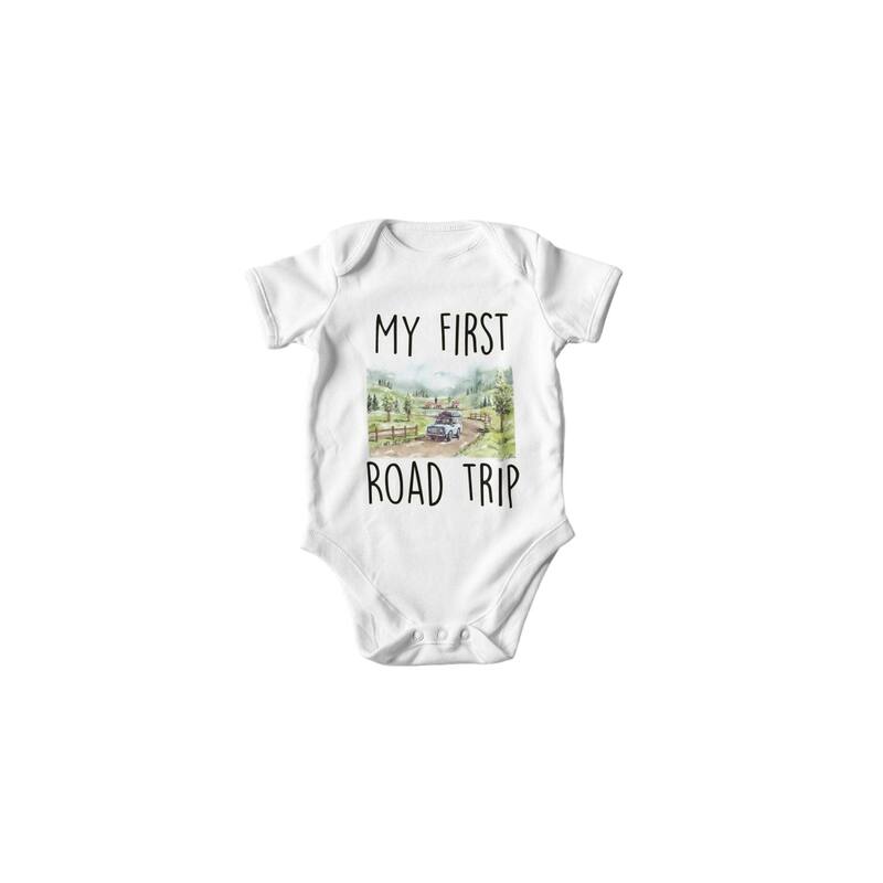 Road Trip Car - Baby Boy Girl Clothes Infant Bodysuit Funny Cute Newborn - White - 3-6M