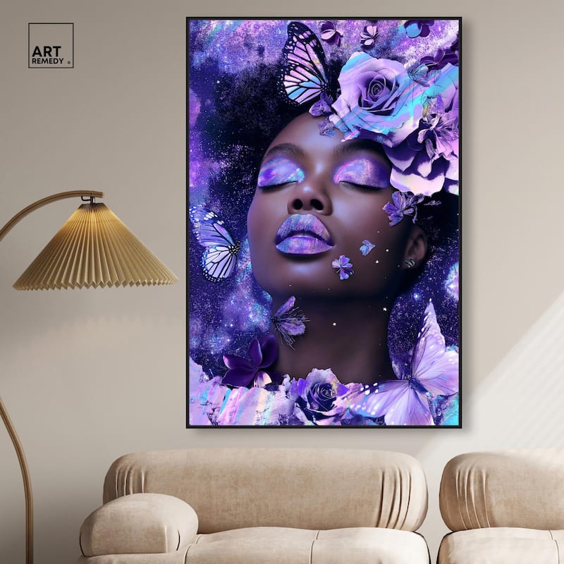 A Glistening Neon Woman Canvas by Art Remedy