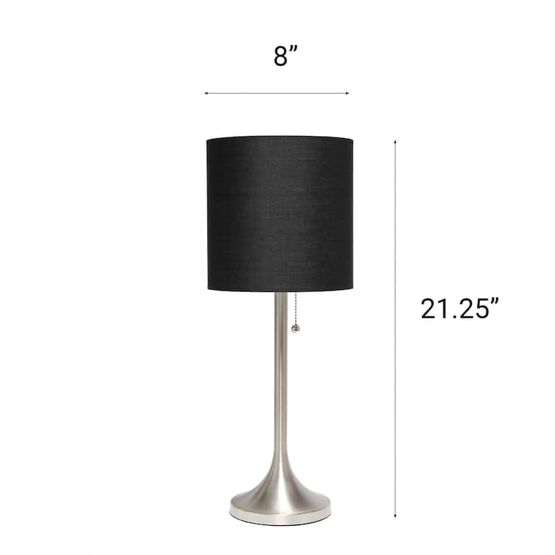 Curved Metal Table Lamp with Drum Shade - 21.5" - Brushed Nickel and Black