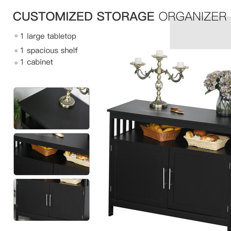 HOMCOM Kitchen Console Table, Buffet Sideboard, Wooden Storage Table with 2-Level Cabinet and Open Space